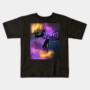 Basketball Game: Dunk in Galaxy Art Kids T-Shirt